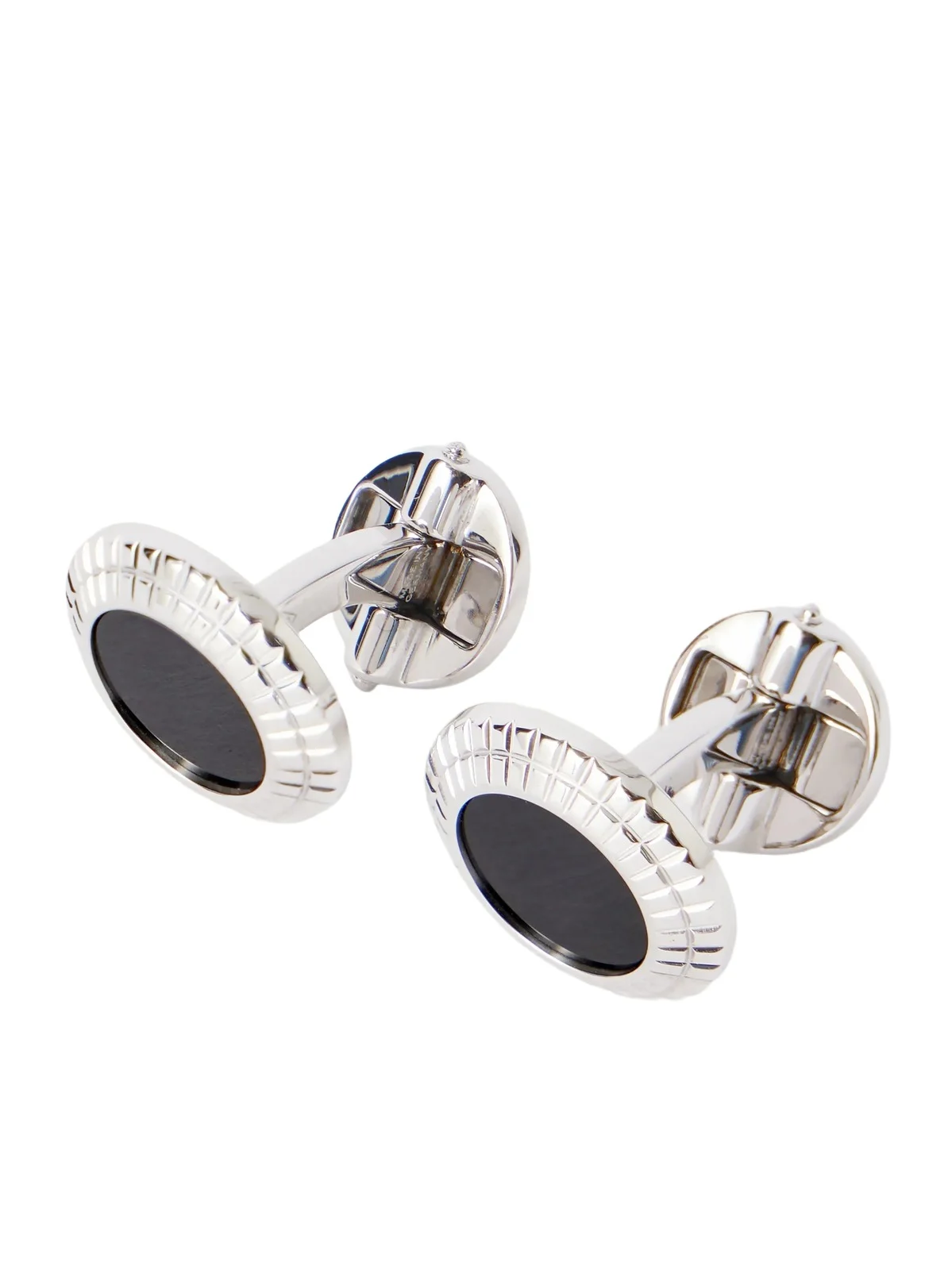 Hobnail Coin Onyx and Sterling Silver Cufflinks - Men Hobnail Coin Onyx and Sterling Silver Cufflinks - Men