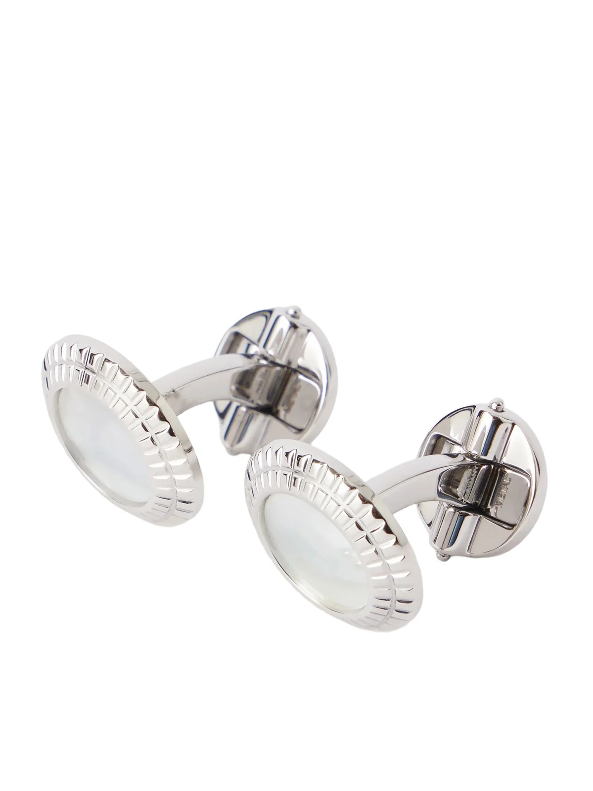 Hobnail Coin Mother-of-Pearl and Sterling Silver Cufflinks - Men Hobnail Coin Mother-of-Pearl and Sterling Silver Cufflinks - Men