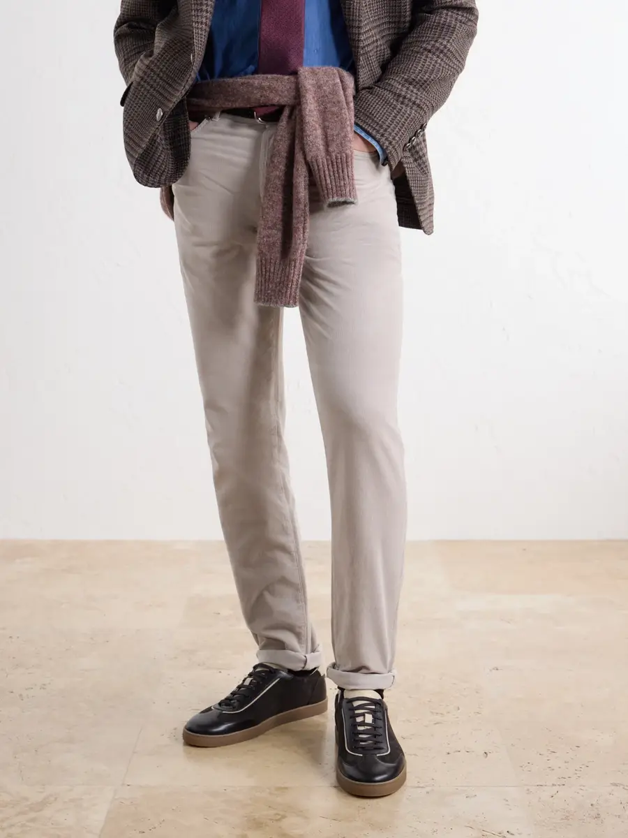 Brunello Cucinelli Leather-Trimmed Waxed Herringbone-Printed Suede Sneakers - Men | Thumbnail 2 Brunello Cucinelli Leather-Trimmed Waxed Herringbone-Printed Suede Sneakers - Men | Thumbnail 2