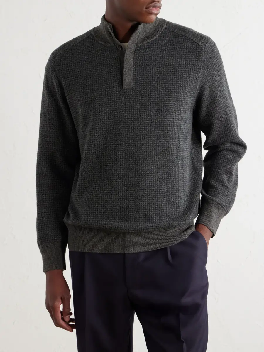 N.Peal Houndstooth Cashmere Sweater - Men | Thumbnail 3