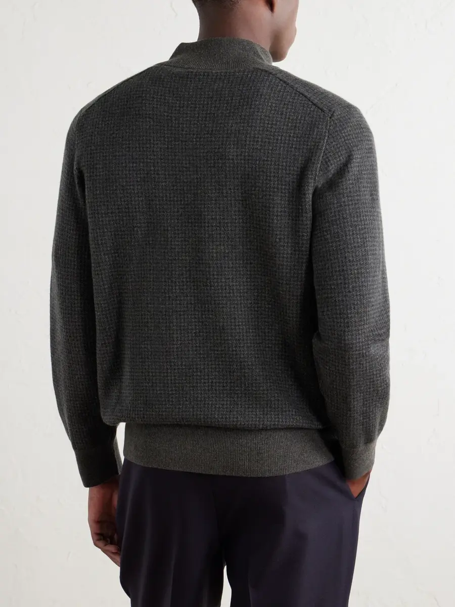 N.Peal Houndstooth Cashmere Sweater - Men | Thumbnail 4