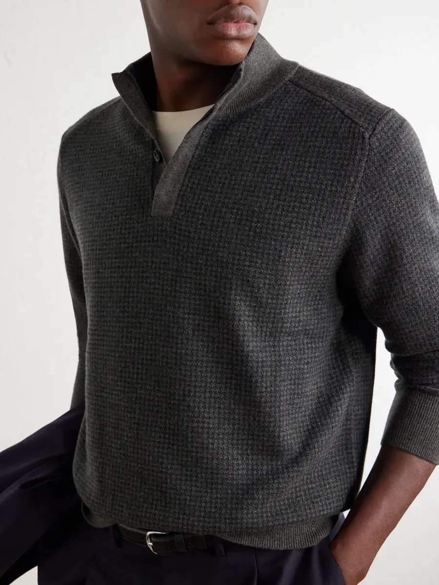 N.Peal Houndstooth Cashmere Sweater - Men | Thumbnail 6