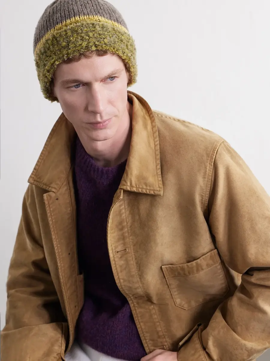 KAPITAL Bouclé-Trimmed Knitted Mélange Beanie - Men | Thumbnail 2