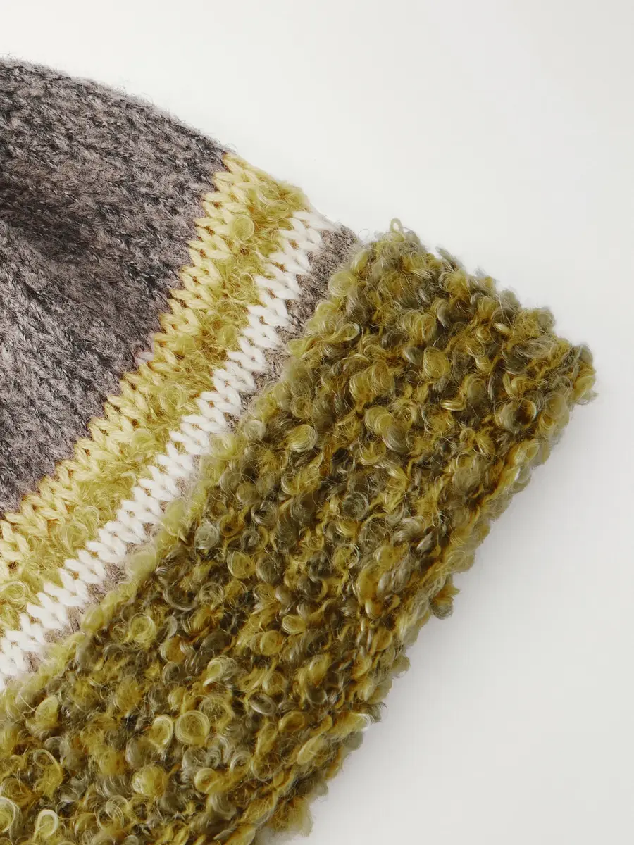 KAPITAL Bouclé-Trimmed Knitted Mélange Beanie - Men | Thumbnail 4