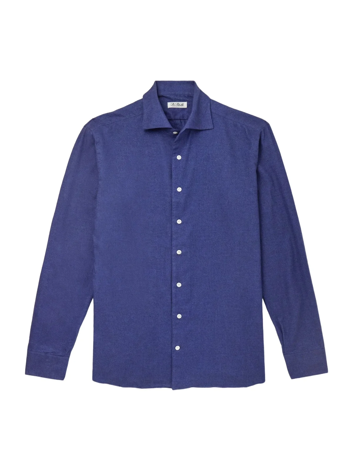 De Petrillo Cutaway-Collar Brushed Cotton-Twill Shirt - Men