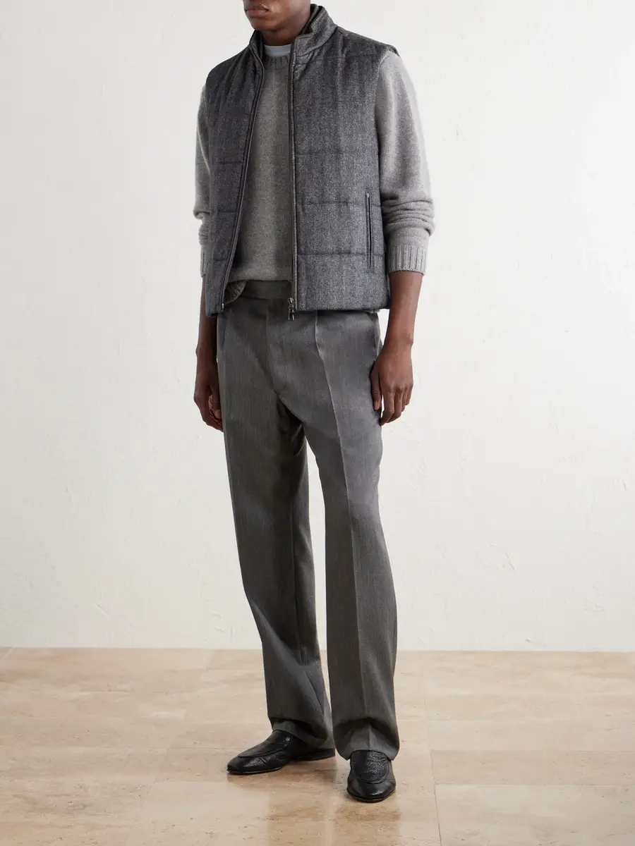 N.Peal Belgravia Quilted Herringbone Woven Wool, Silk and Cashmere-Blend Twill Gilet - Men | Thumbnail 2 N.Peal Belgravia Quilted Herringbone Woven Wool, Silk and Cashmere-Blend Twill Gilet - Men | Thumbnail 2