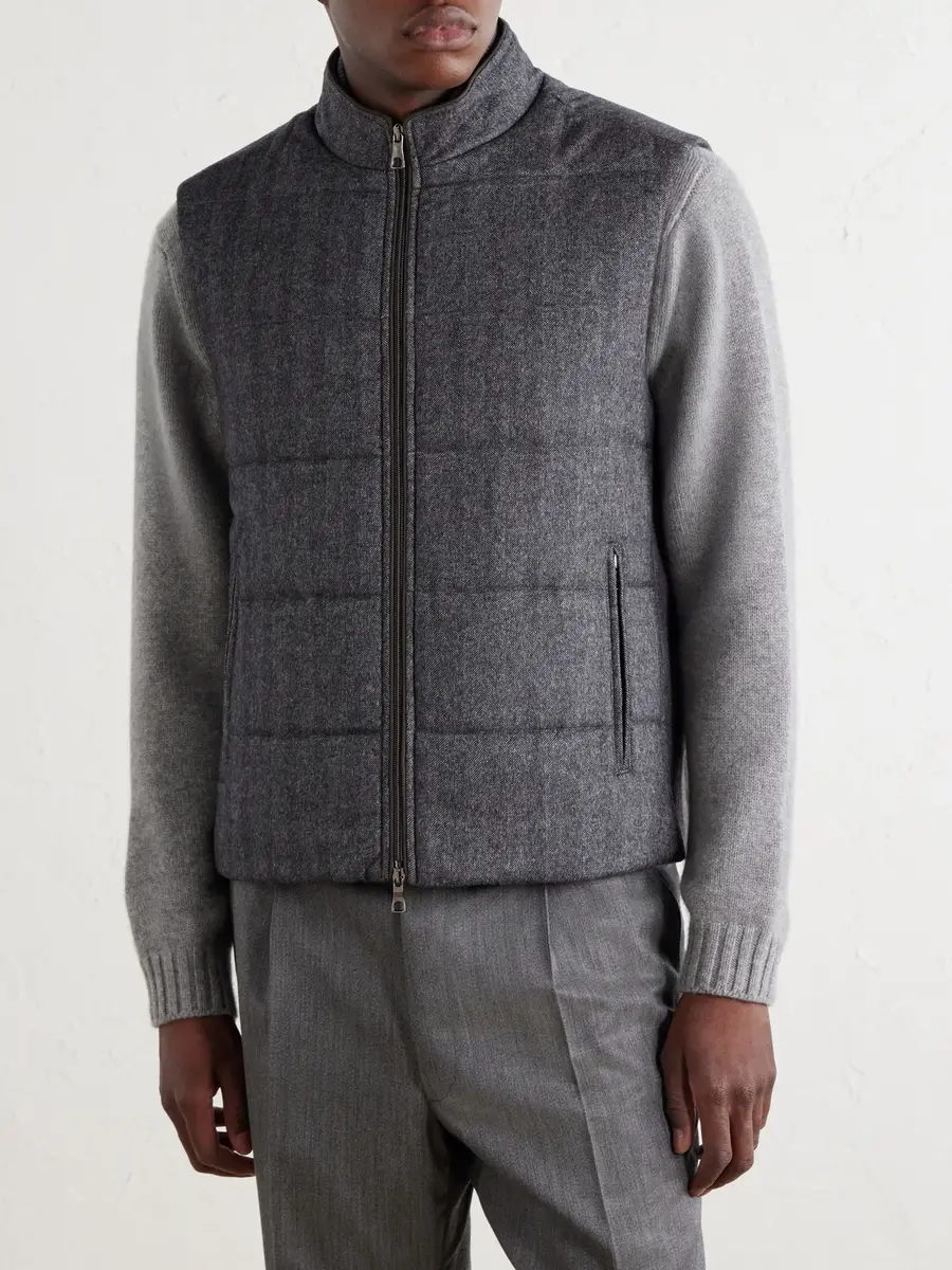 N.Peal Belgravia Quilted Herringbone Woven Wool, Silk and Cashmere-Blend Twill Gilet - Men | Thumbnail 3 N.Peal Belgravia Quilted Herringbone Woven Wool, Silk and Cashmere-Blend Twill Gilet - Men | Thumbnail 3