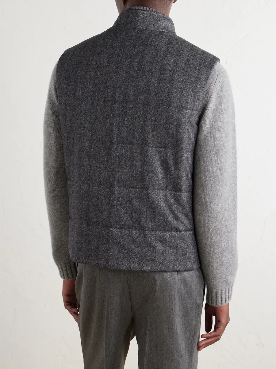 N.Peal Belgravia Quilted Herringbone Woven Wool, Silk and Cashmere-Blend Twill Gilet - Men | Thumbnail 4 N.Peal Belgravia Quilted Herringbone Woven Wool, Silk and Cashmere-Blend Twill Gilet - Men | Thumbnail 4