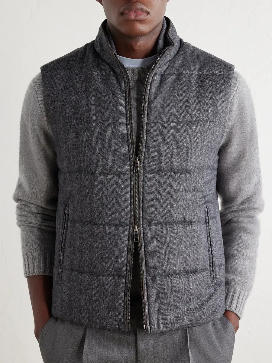N.Peal Belgravia Quilted Herringbone Woven Wool, Silk and Cashmere-Blend Twill Gilet - Men | Thumbnail 5 N.Peal Belgravia Quilted Herringbone Woven Wool, Silk and Cashmere-Blend Twill Gilet - Men | Thumbnail 5