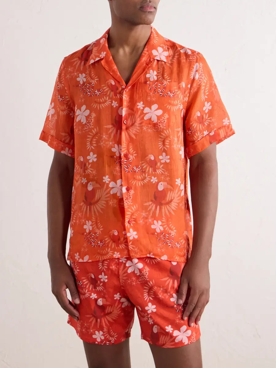 Vilebrequin Charli Camp-Collar Printed Ramie Shirt - Men | Thumbnail 3