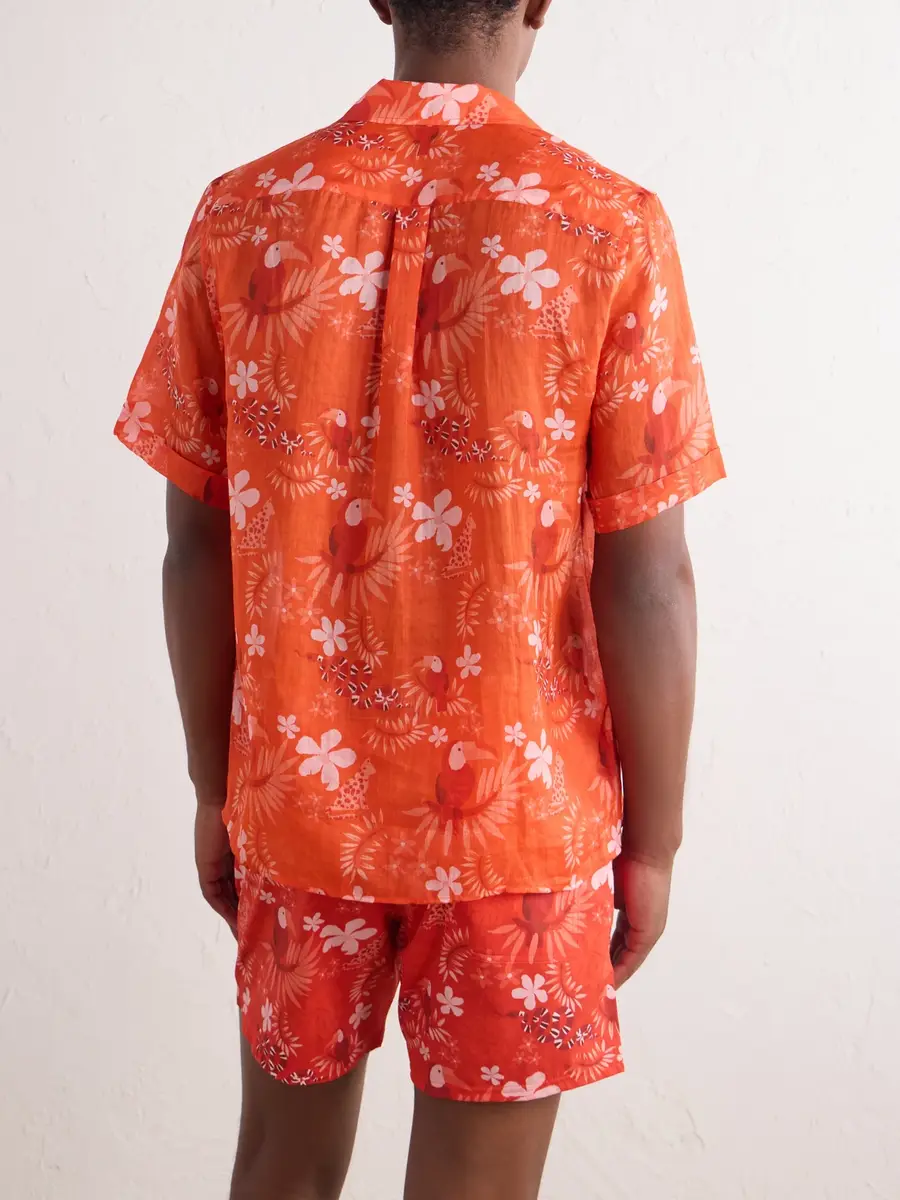 Vilebrequin Charli Camp-Collar Printed Ramie Shirt - Men | Thumbnail 4