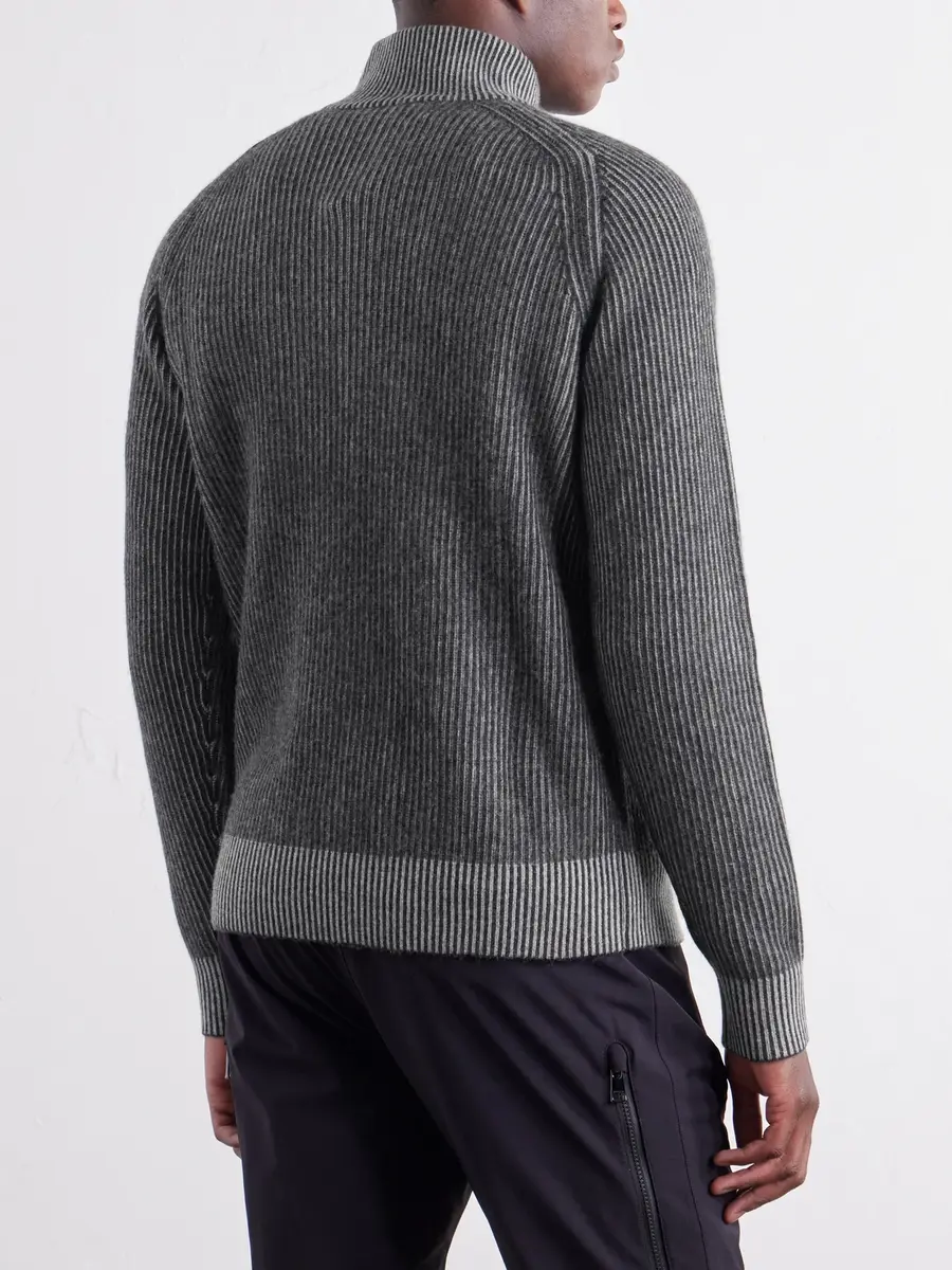 Bogner Dwayne Ribbed Wool and Cashmere-Blend Half-Zip Ski Mid-Layer - Men | Thumbnail 4