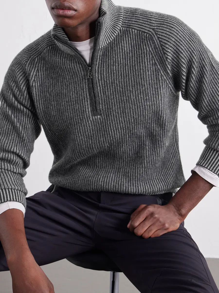 Bogner Dwayne Ribbed Wool and Cashmere-Blend Half-Zip Ski Mid-Layer - Men | Thumbnail 5