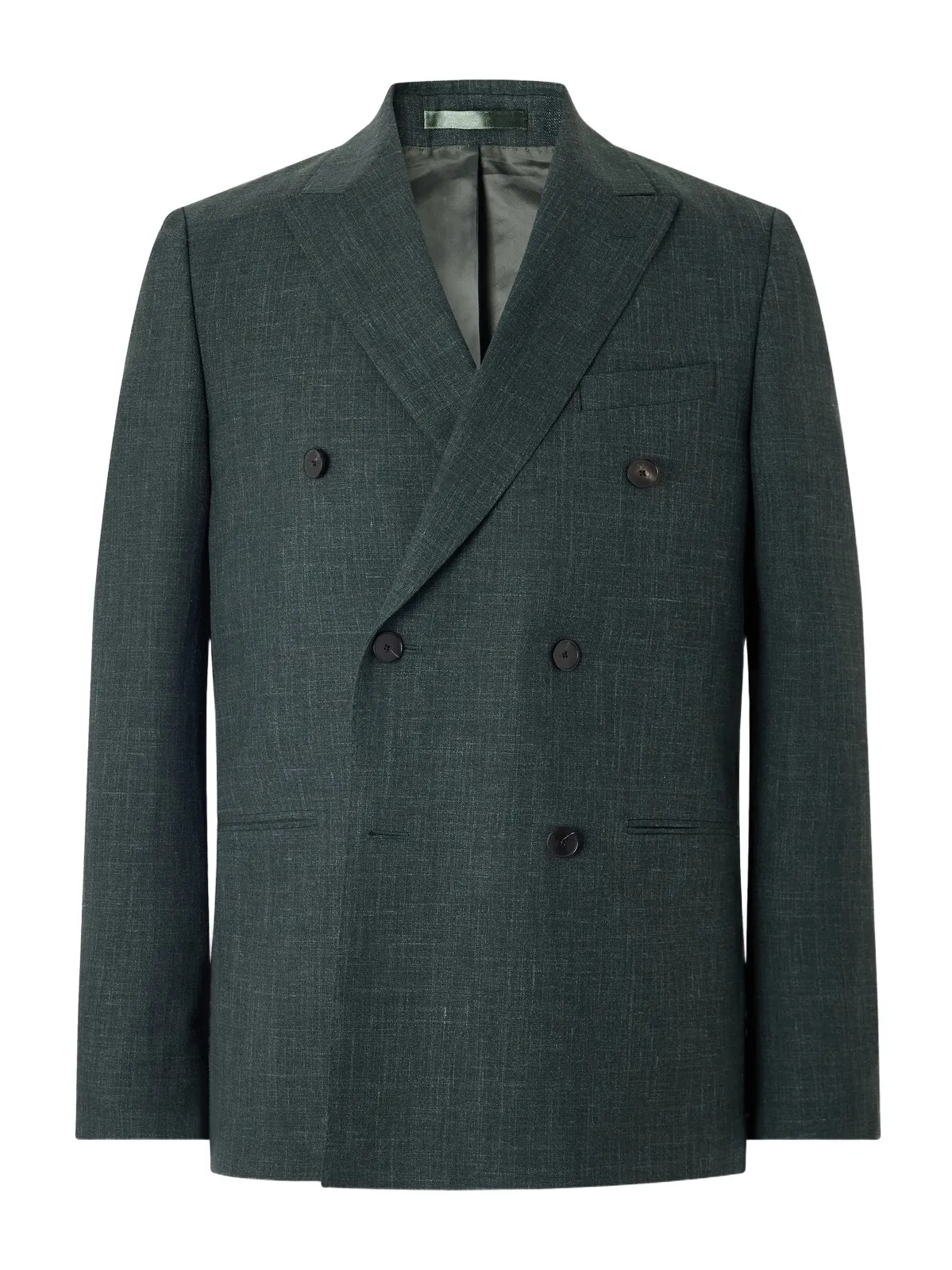 MR P. Double-Breasted Woven Wool, Silk and Linen-Blend Blazer - Men