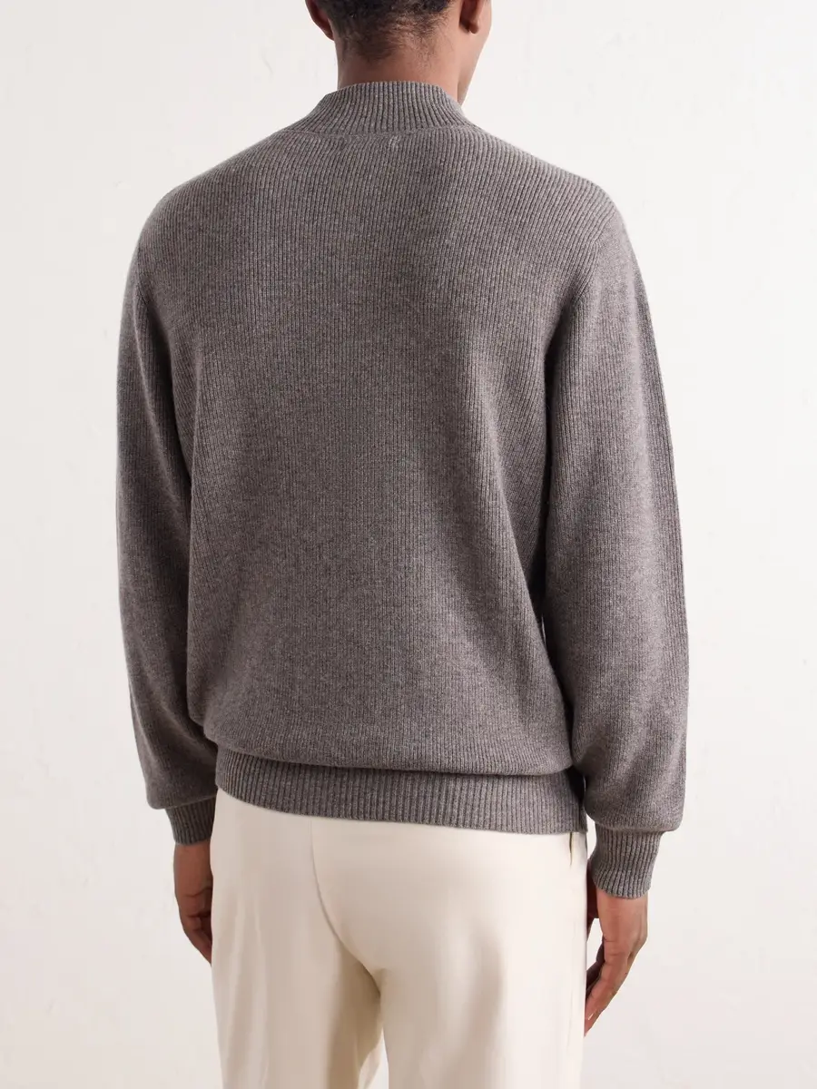 N.Peal Ribbed Cashmere Zip-Up Sweater - Men | Thumbnail 4
