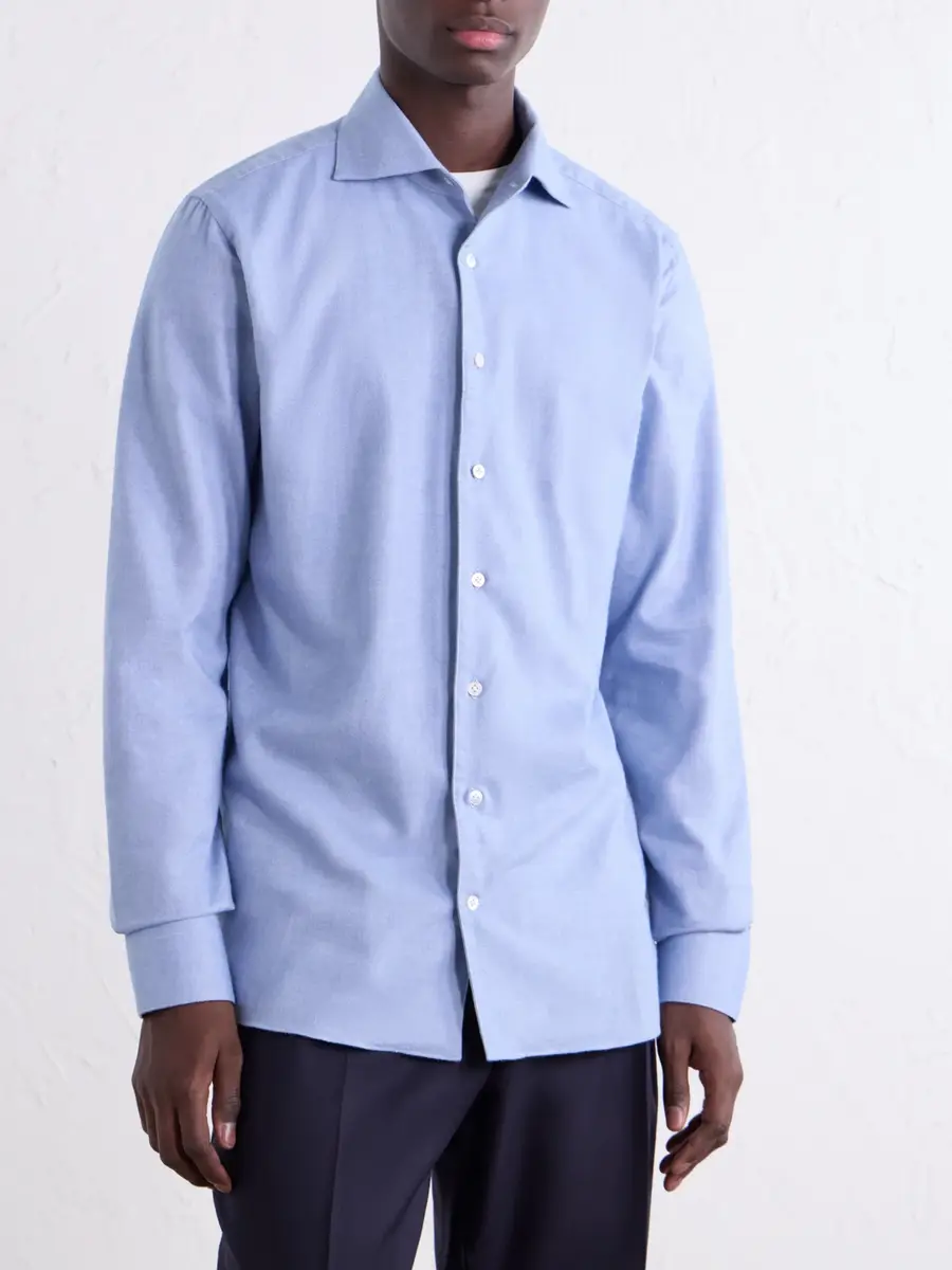 De Petrillo Cutaway-Collar Brushed Cotton-Twill Shirt - Men | Thumbnail 3 De Petrillo Cutaway-Collar Brushed Cotton-Twill Shirt - Men | Thumbnail 3