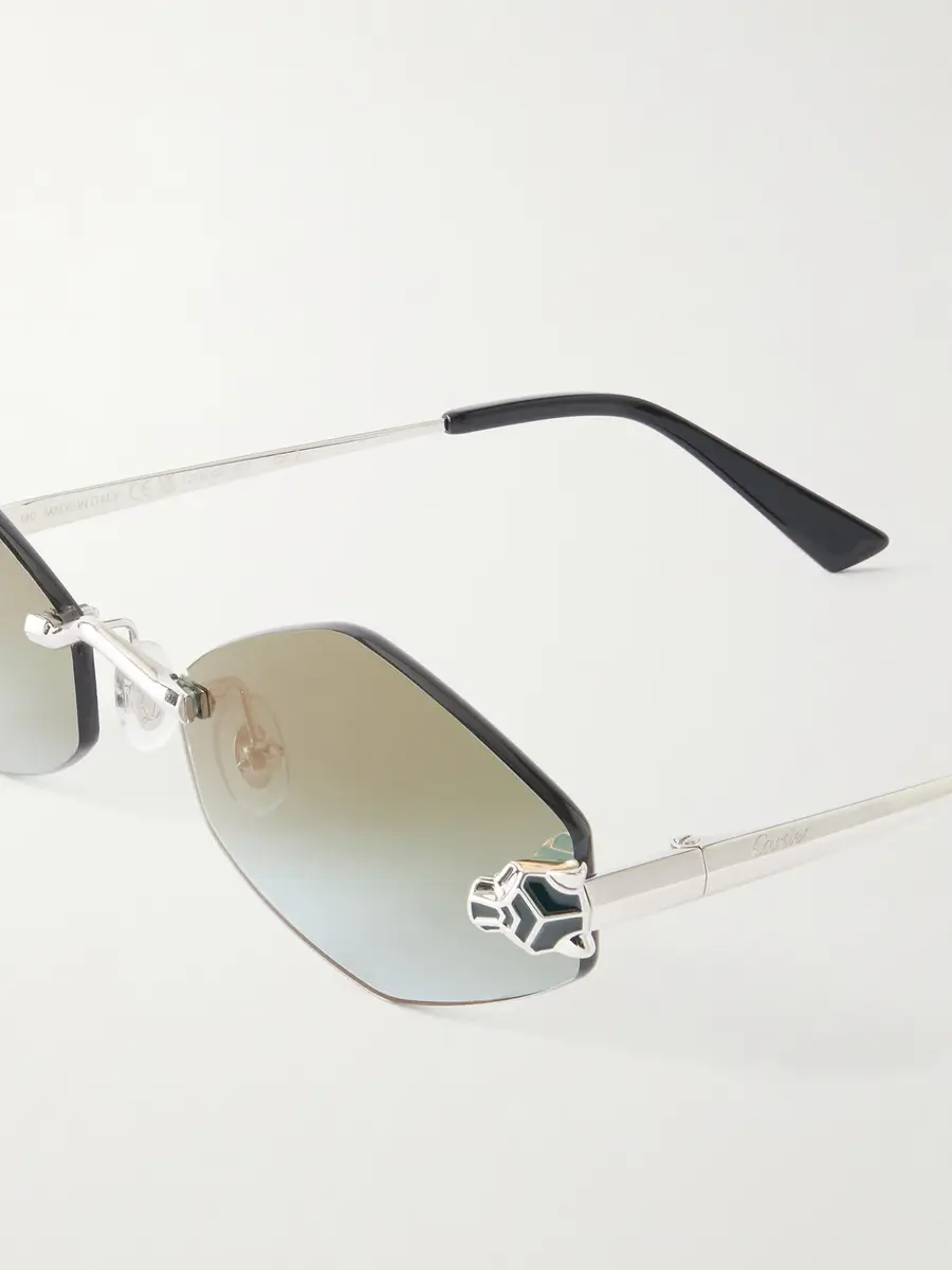 Cartier Eyewear Panthère Classic Round-Frame Silver-Tone Sunglasses - Men | Thumbnail 3