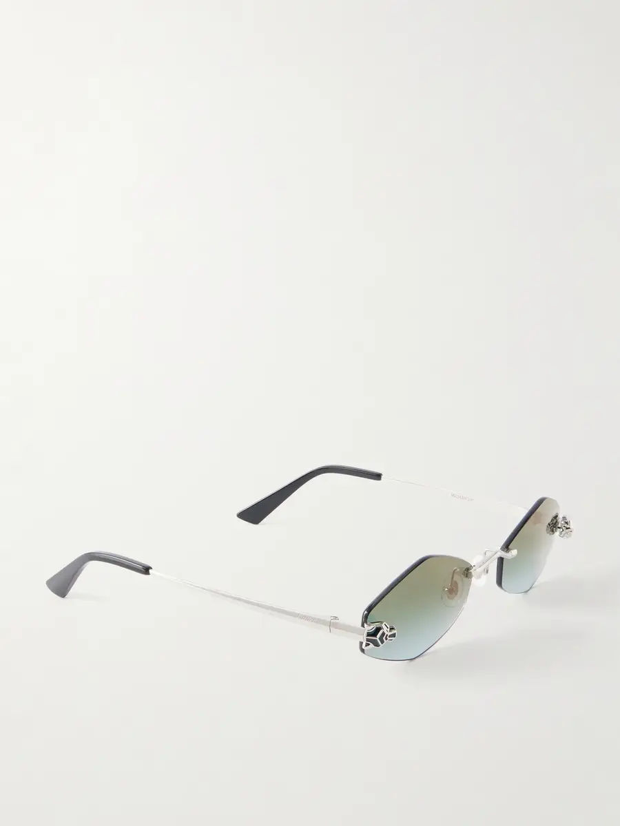 Cartier Eyewear Panthère Classic Round-Frame Silver-Tone Sunglasses - Men | Thumbnail 4