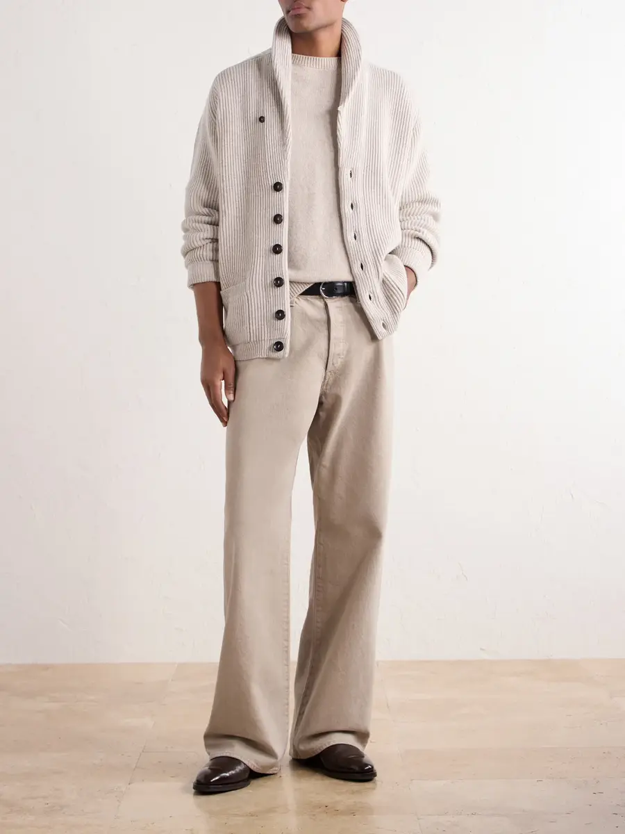 N.Peal Kensington Shawl-Collar Ribbed Cashmere Cardigan - Men | Thumbnail 2