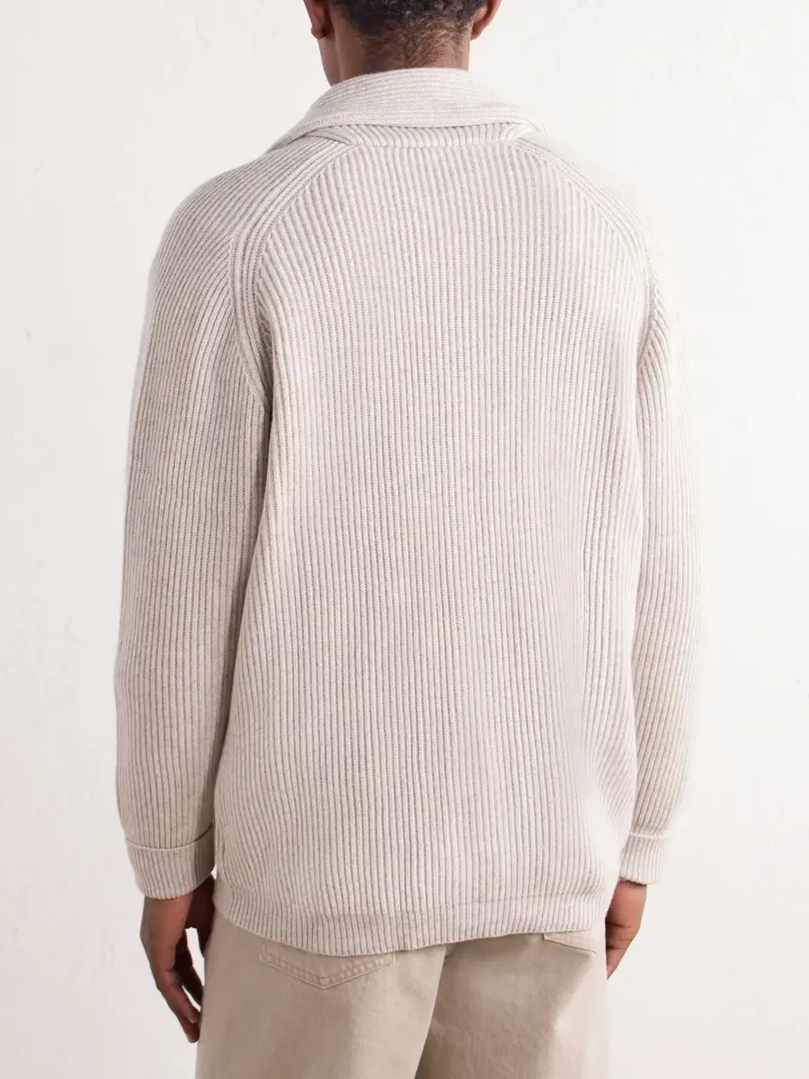 N.Peal Kensington Shawl-Collar Ribbed Cashmere Cardigan - Men | Thumbnail 4