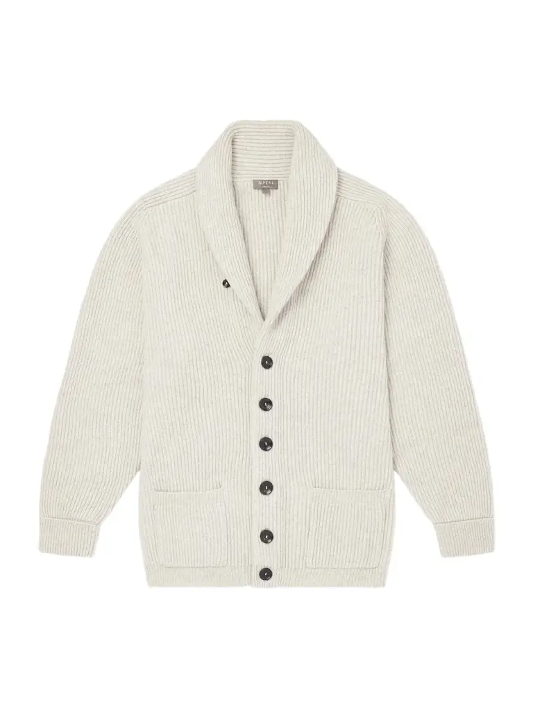 N.Peal Kensington Shawl-Collar Ribbed Cashmere Cardigan - Men