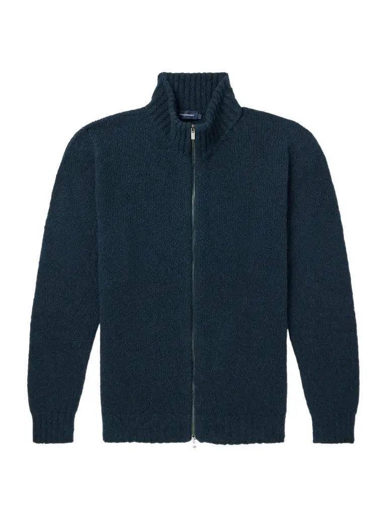 Thom Sweeney Wool-Blend Zip-Up Mock-Neck Sweater - Men