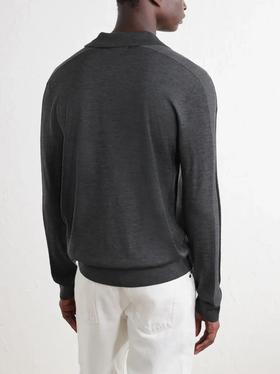 MR P. Rib-Trimmed Merino Wool and Silk-Blend Polo Shirt - Men | Thumbnail 4 MR P. Rib-Trimmed Merino Wool and Silk-Blend Polo Shirt - Men | Thumbnail 4