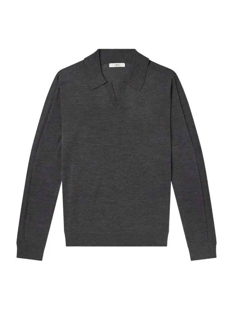 MR P. Rib-Trimmed Merino Wool and Silk-Blend Polo Shirt - Men