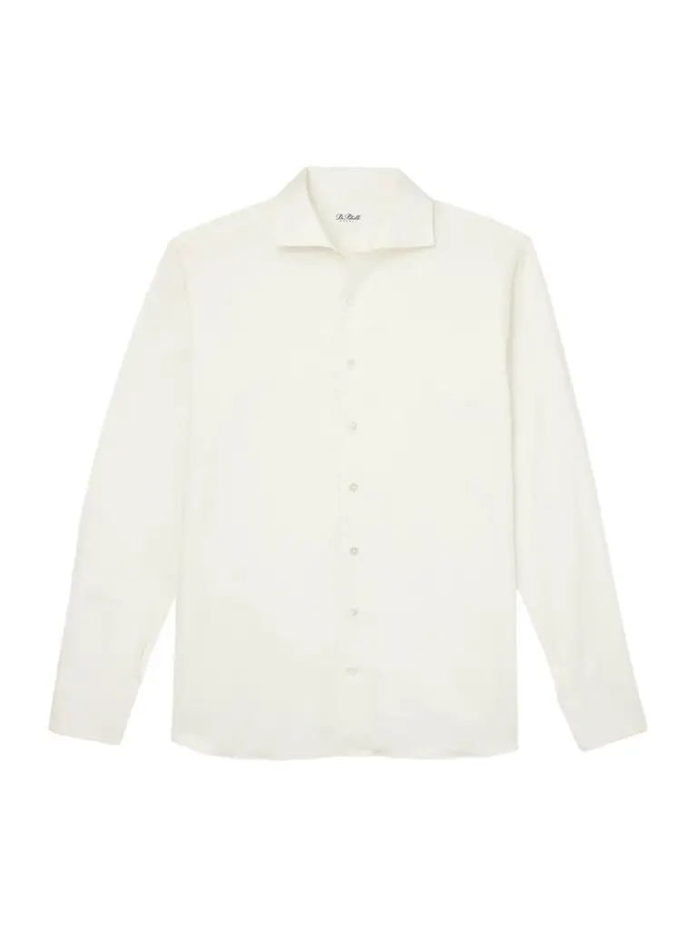 De Petrillo Cutaway-Collar Brushed Cotton-Twill Shirt - Men