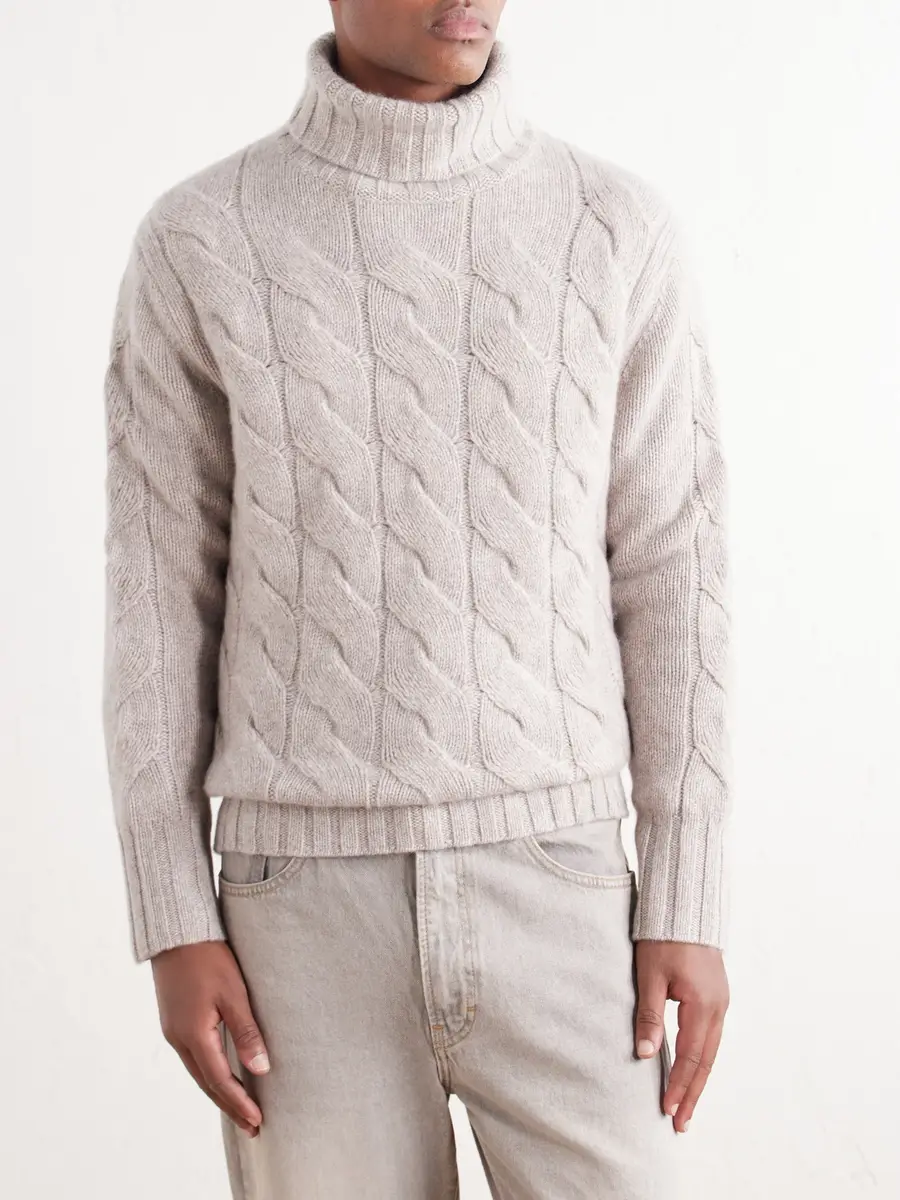 N.Peal Cashmere Cable-Knit Rollneck Sweater - Men | Thumbnail 3 N.Peal Cashmere Cable-Knit Rollneck Sweater - Men | Thumbnail 3