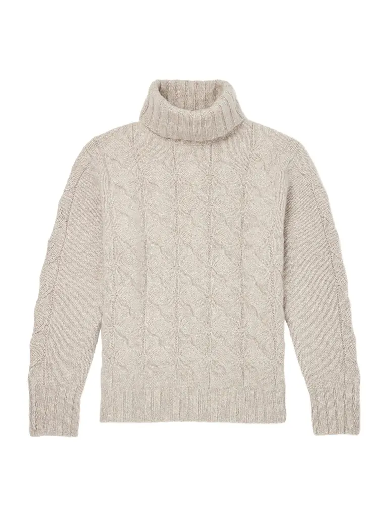 N.Peal Cashmere Cable-Knit Rollneck Sweater - Men