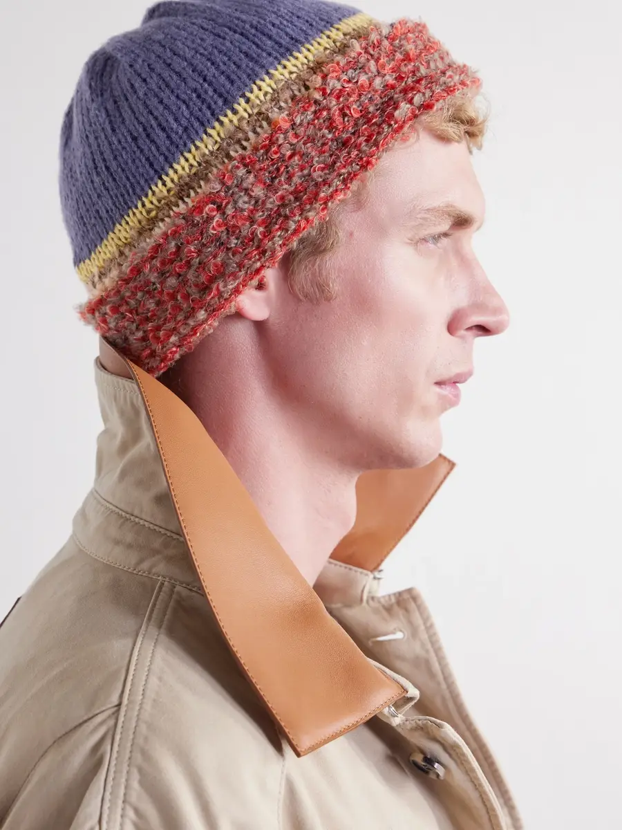 KAPITAL Bouclé-Trimmed Knitted Mélange Beanie - Men | Thumbnail 2 KAPITAL Bouclé-Trimmed Knitted Mélange Beanie - Men | Thumbnail 2