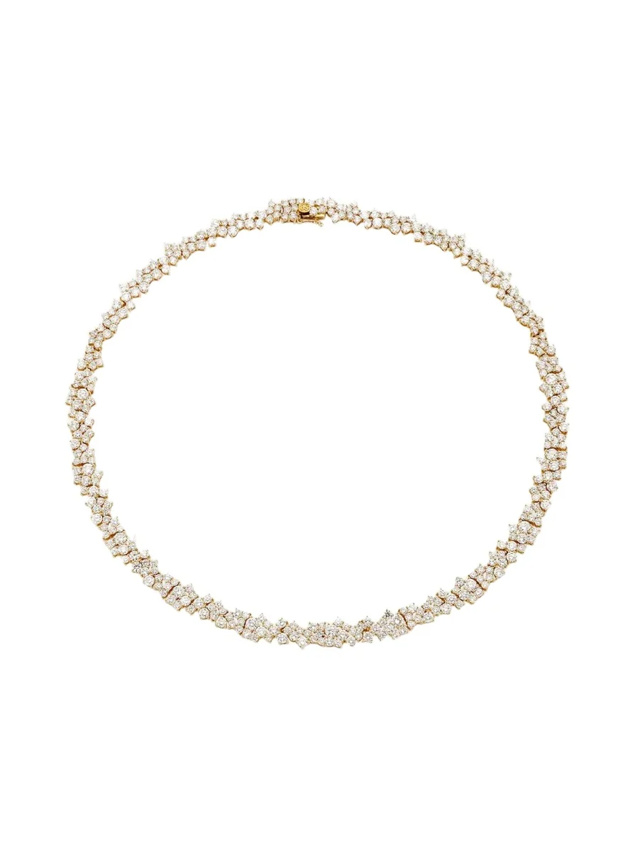 18K Yellow Gold Wide Cocktail Diamond Eternity Necklace 18K Yellow Gold Wide Cocktail Diamond Eternity Necklace