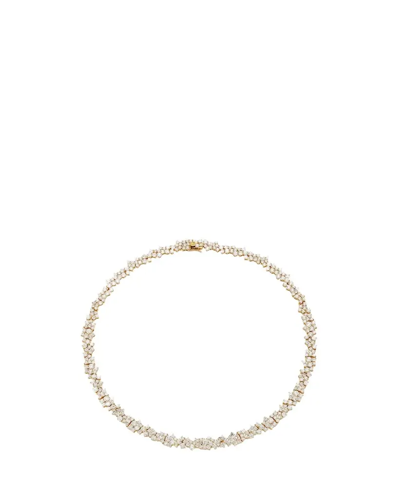 18K Yellow Gold Wide Cocktail Diamond Eternity Necklace 18K Yellow Gold Wide Cocktail Diamond Eternity Necklace