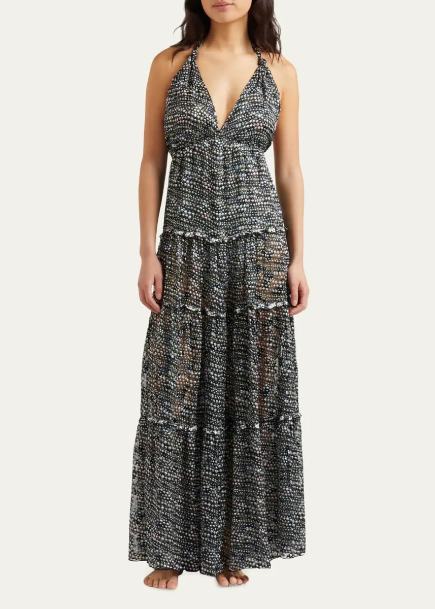 Vilebrequin Pearl Devore Tiered Silk Maxi Dress | Thumbnail 2