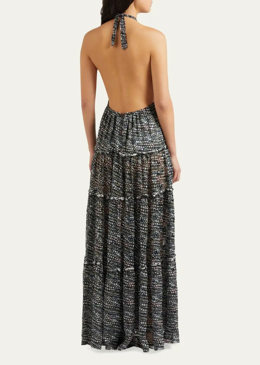 Vilebrequin Pearl Devore Tiered Silk Maxi Dress | Thumbnail 3