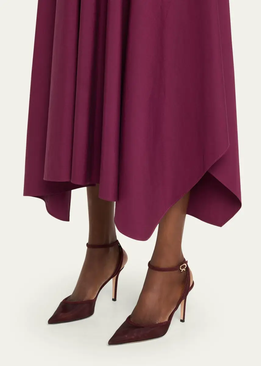 Gianvito Rossi Suede Organza Ankle-Strap Pumps | Thumbnail 2