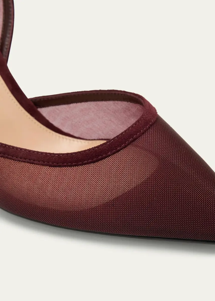 Gianvito Rossi Suede Organza Ankle-Strap Pumps | Thumbnail 5