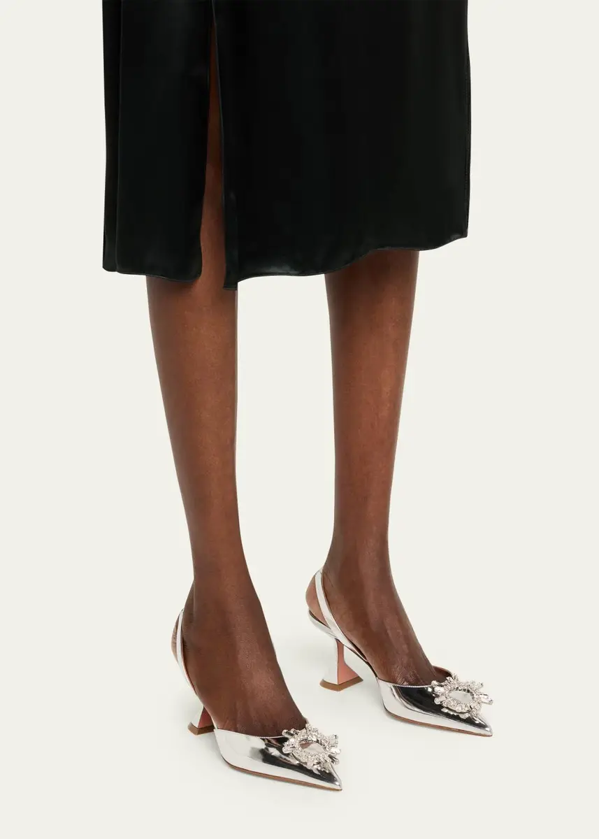 Amina Muaddi Begum Mirror Leather Ornament Slingback Pumps | Thumbnail 2 Amina Muaddi Begum Mirror Leather Ornament Slingback Pumps | Thumbnail 2