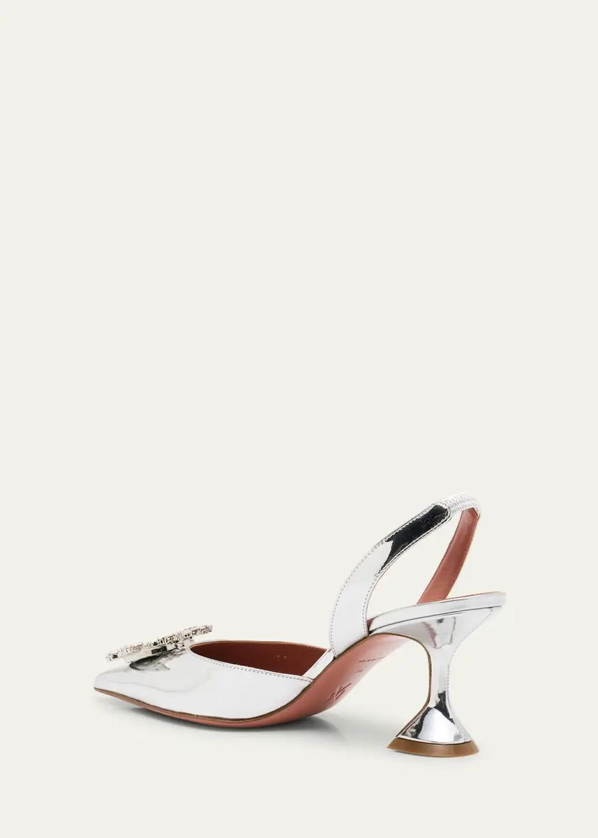 Amina Muaddi Begum Mirror Leather Ornament Slingback Pumps | Thumbnail 4 Amina Muaddi Begum Mirror Leather Ornament Slingback Pumps | Thumbnail 4