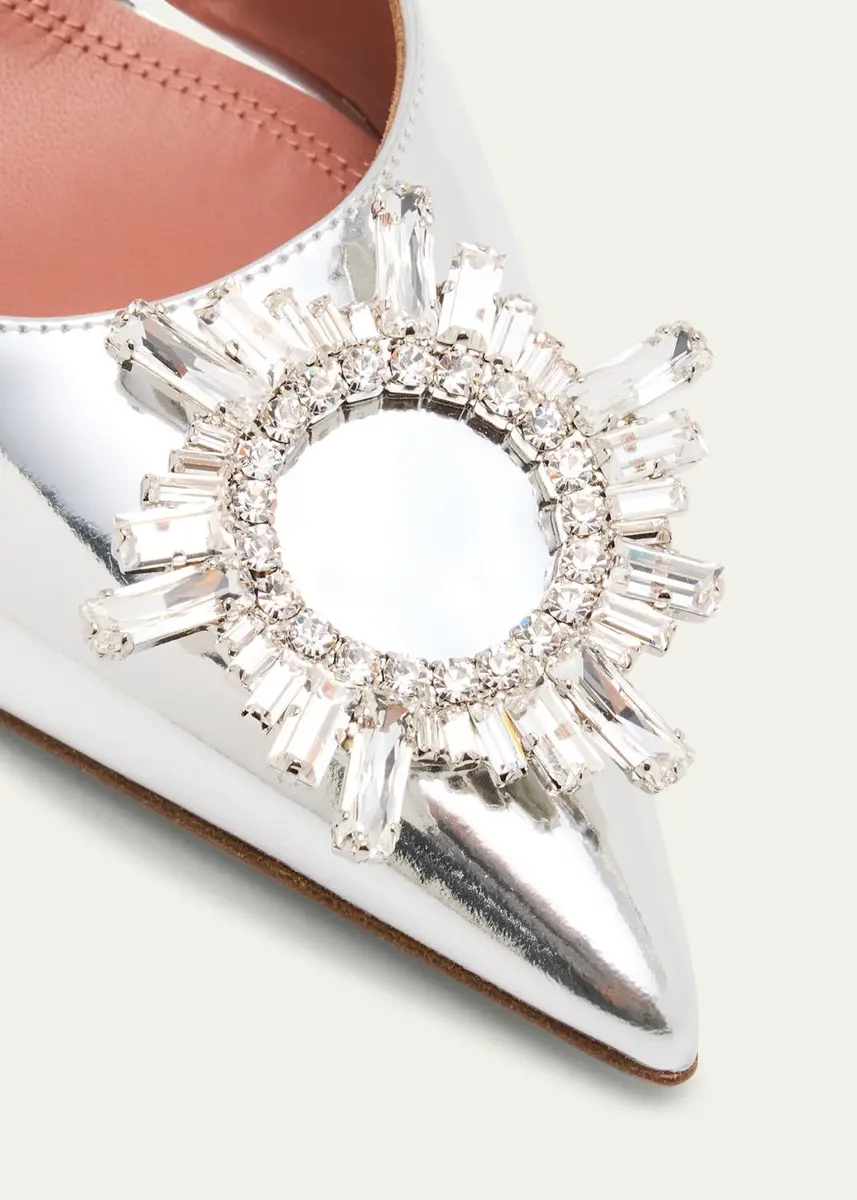 Amina Muaddi Begum Mirror Leather Ornament Slingback Pumps | Thumbnail 5 Amina Muaddi Begum Mirror Leather Ornament Slingback Pumps | Thumbnail 5