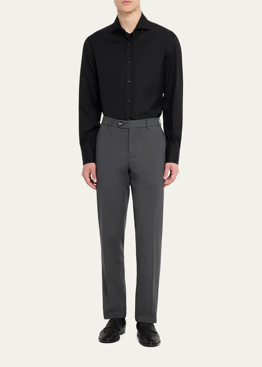 Brunello Cucinelli Men's American Pima Italian-Fit Chino Trousers | Thumbnail 2