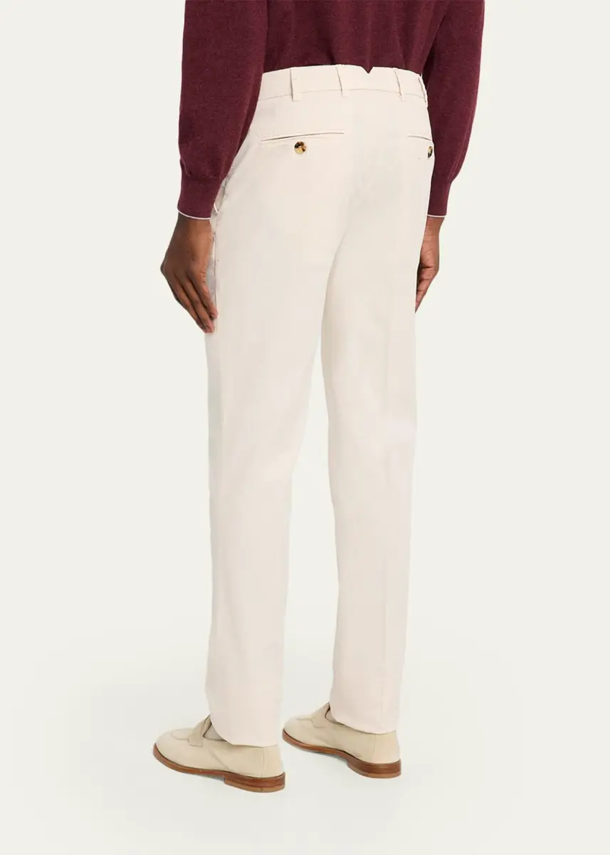 Brunello Cucinelli Men's American Pima Italian-Fit Chino Trousers | Thumbnail 19