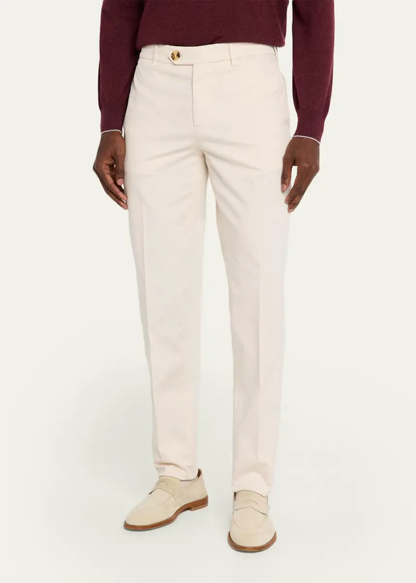 Brunello Cucinelli Men's American Pima Italian-Fit Chino Trousers | Thumbnail 20