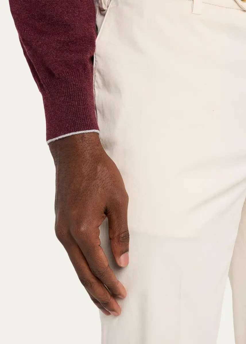 Brunello Cucinelli Men's American Pima Italian-Fit Chino Trousers | Thumbnail 21