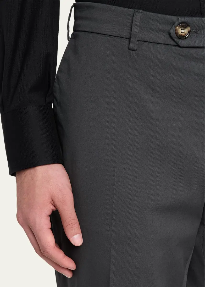 Brunello Cucinelli Men's American Pima Italian-Fit Chino Trousers | Thumbnail 5