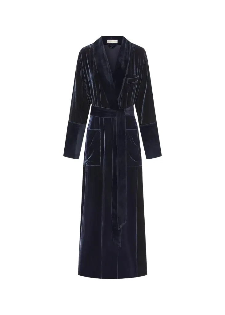 Olivia von Halle Capability Shawl-Collar Velvet Robe