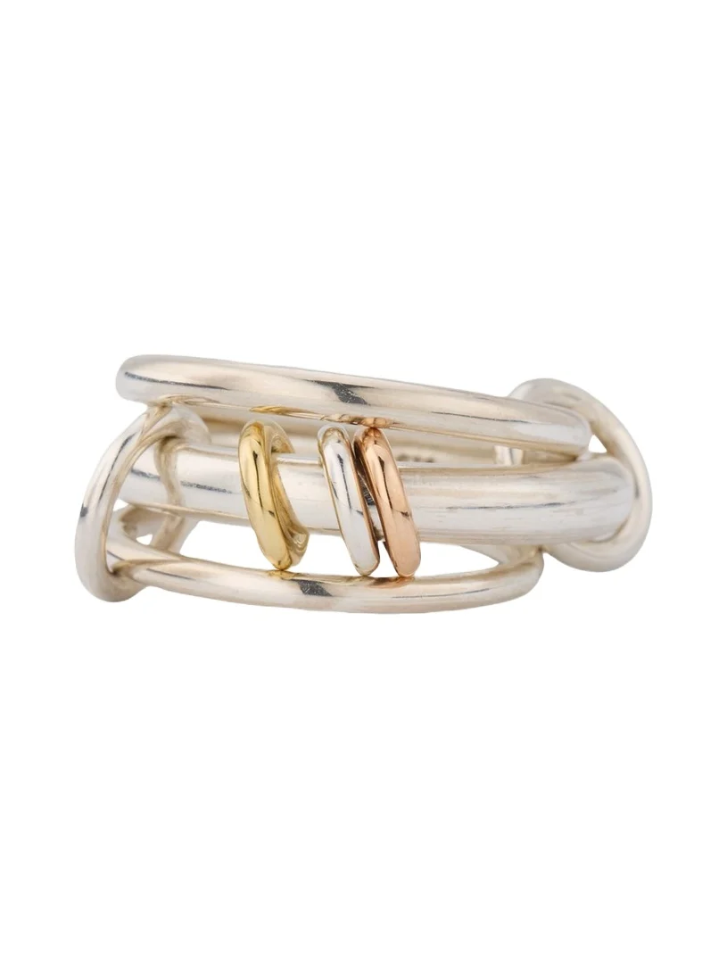 Spinelli Kilcollin Gemini SG Three Link Ring in Sterling Silver with Mixed Metal Accents