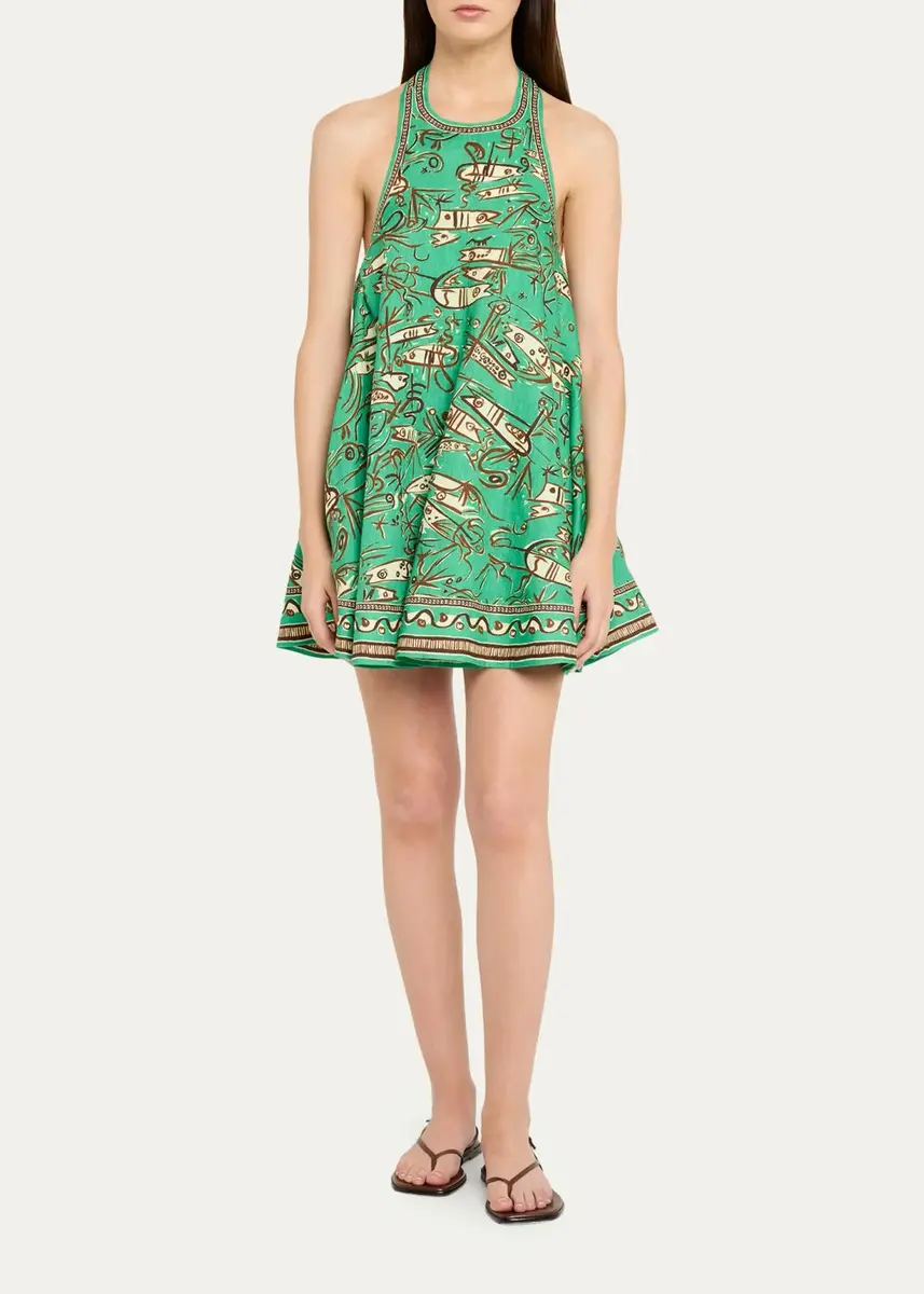 ALÉMAIS Fish Sticks Mini Linen Halter Dress | Thumbnail 2