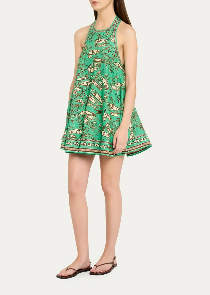 ALÉMAIS Fish Sticks Mini Linen Halter Dress | Thumbnail 4